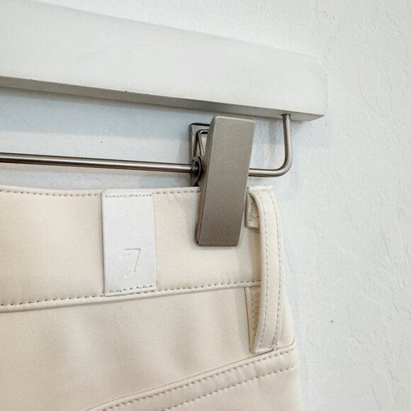 7 For All Mankind Faux Leather Kick Flare Pants Office Business Work Cream 23 - Picture 9 of 12